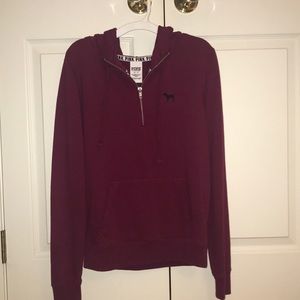 New PINK maroon quarter zip sweatshirt